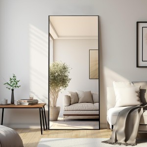 PexFix 34 in. W x 71 in. H Rectangular Metal Framed Bathroom Wall Mirror in Black - 1 of 4