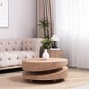 31.3" Two-Tier Design Wood Coffee Table with Natural Finish,Modern  Accent Table for Living Room,Small Wooden Round Coffee Table-Cuddlewood - 2 of 4