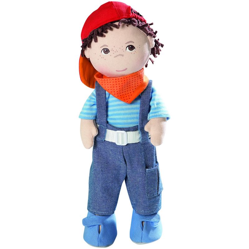 HABA Graham 12" Soft Boy Doll with Brown Hair, Brown Eyes Removable Clothing & Shoes, 1 of 8