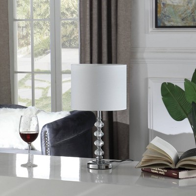 17.75" Kayli Crystal Cut Orb Metal Table Lamp Chrome - Ore International