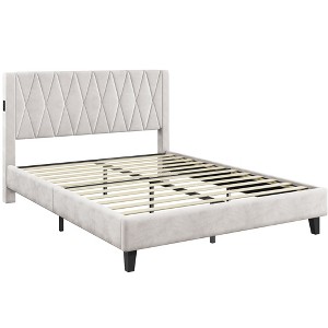 Yaheetech Upholstered Bed Frame with Built-In USB Ports - 1 of 4