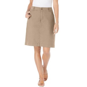Woman Within Plus Size Adjustable Waist Chino Skort - 1 of 4