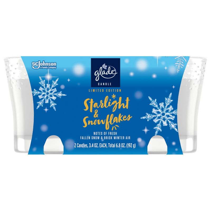 Glade Flame Candles - Starlight &#38; Snowflakes - 3.4oz/2pk, 5 of 17