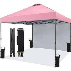 Canopy Tent, 10x10 Ft Portable Pop Up Outdoor Gazebo with 1 Removable Sidewall, Waterproof Tent with Roller Bag, Adjusable Heights - 1 of 1