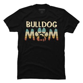 Men's Design By Humans Retro Bulldog Mom Paw Print By clickbong T-Shirt