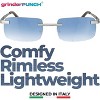 grinderPUNCH Small Slim 90's Popular Nineties Rectangular Sunglasses Clear Rimless Eyewear (Gold Frame - Brown) - 2 of 4