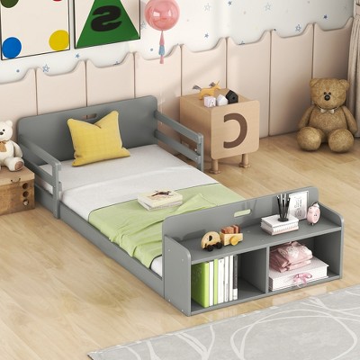 Montessori Floor Bed, House Shaped Bedframe with Headboard and handrails
