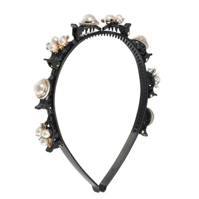 Unique Bargains Women's Fashion Faux Pearl Headband 4.13" ID Rose Gold Tone 1 Pc
