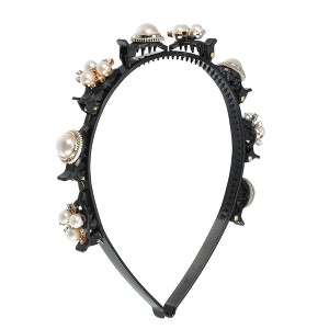 Unique Bargains Women's Fashion Faux Pearl Headband 4.13" ID Rose Gold Tone 1 Pc - 1 of 4