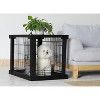 Merry Products 2 Door Decorative Pet Kennel with Wooden Protection Cover, Divider Insert, and Removable Tray End or Side Table, Black - 3 of 4