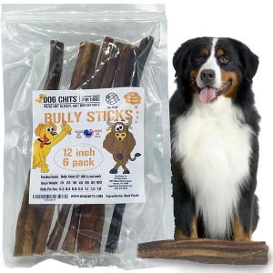 Dog Chits Bully Sticks for Dogs and Puppies | Natural Healthy Long Lasting Chew for Large and Small Dogs Protein Treats | Odor Free - 1 of 4