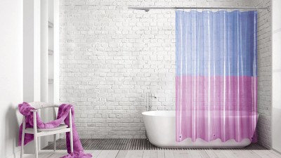 Radiant Border Dual-Tone Purple and Blue PEVA Shower Curtain Set