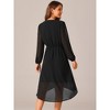 Seta T Women's Chiffon V Neck Long Sleeve Pleated Asymmetric Hem Midi Wedding Guest Dress - 4 of 4