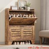 Entryway Shoe Cabinet w/ 2 Flip Drawers, Freestanding Shoe Cabinet Organizer w/ Metal Legs, Farmhouse Shoes Storage Cabinet - 3 of 4