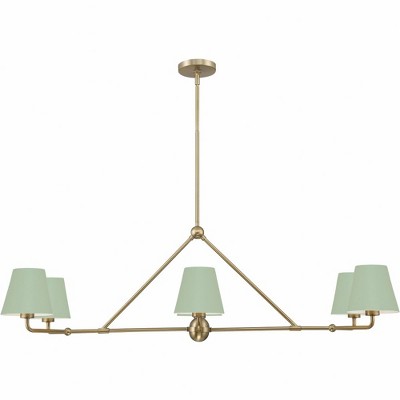 Xavier 6-Light Gold and Green Steel Chandelier