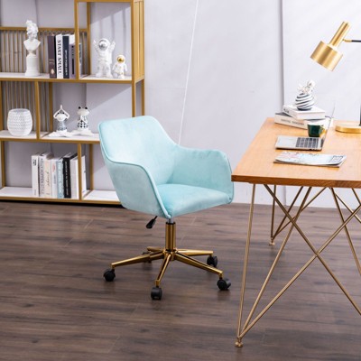 NicBex Adjustable Swivel Office Chair with Gold Metal Legs for Work Study,Home Office Desk Chair with Wide Seat,Vanity Chair