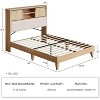Rattan Bed Frame with Shelves, Boho Bed Frame with Sliding Door Storage Shelf Headboard, Noise Free, No Box Spring Needed - 2 of 4