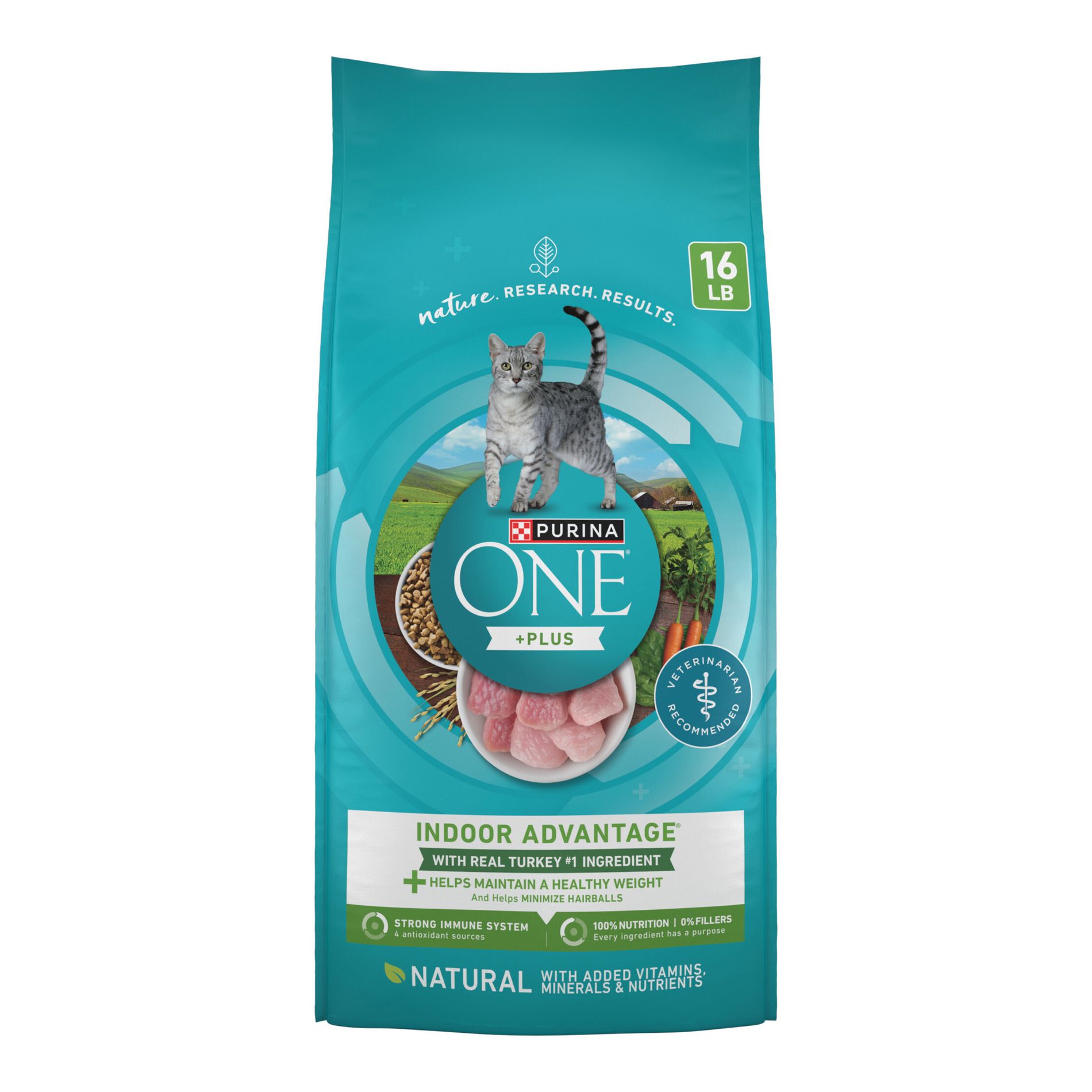 Purina ONE Indoor Advantage Natural Dry Cat Food with Turkey for Indoor Cats - 16lbs