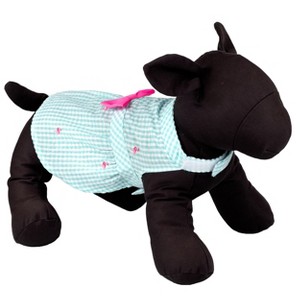 The Worthy Dog Embroidered Flamingos Gingham Check Adjustable Pet Dress - 1 of 3