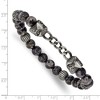 Chisel Stainless Steel Antiqued White Bronze-plated Eagle Heads 8mm Labradorite Beaded 7.25" Stretch Bracelet - 4 of 4