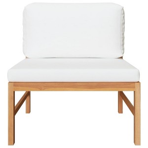 vidaXL Sectional Sofa Patio Modular Seat with Cushions and Table Solid Teak Wood - Cream Middle Sofa - 1 of 4