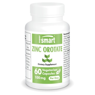 SuperSmart Zinc Orotate Supplement 100mg per Day (High Absorption) - Enhanced Form | Non-GMO & Gluten Free - 60 Vegetarian Capsules