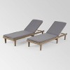Nadine 2pk Acacia Wood Chaise Lounge Set Gray - Christopher Knight Home - 2 of 4