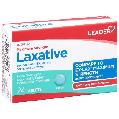 Leader Tablets 25 mg Maximum Strength Laxative 24 ea 24 ea Box