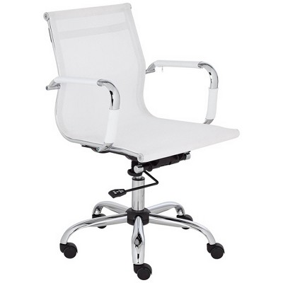 Orbit White Faux Leather Adjustable Rolling Office Stool