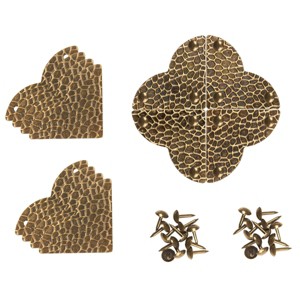 Dritz Small 3pk Home Textured Quatrefoil Corners Antique Brass: Craft Embellishments, Iron Material, 12+ Age, 9 Pieces - 1 of 4