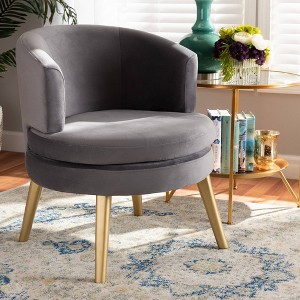 Baptiste Glam and Luxe Velvet Fabric Upholstered Wood Accent Chair - Baxton Studio - 1 of 4