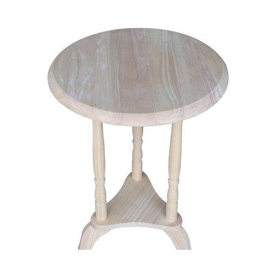Unfinished Round Parawood Plant Table with Spindle Legs
