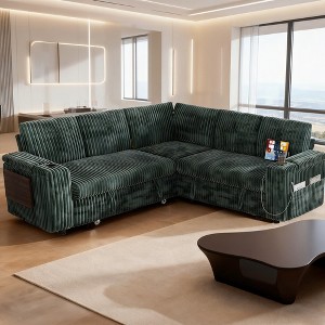 Dyonery Chenille Modular Sectional Couches for Living Room,Comfy Couch with Arm Storage Pull Out Sofa Bed with Cup Holder Tool-free Assembly - 1 of 4