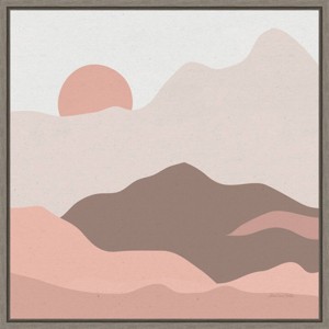 16" x 16" Mountainous II Pink by Sara Zieve Miller Framed Wall Canvas - Amanti Art: Hand-Stretched, Lithograph Print, Modern Decor - 1 of 4