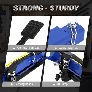 Hydraulic Jack with Metal and PP Pipe, Heavy Duty Roller Jack, Foot Pedal Jack, 1500 Lbs Capacity, Rust Resistant Powder-Coated Steel Construction - 1 of 4