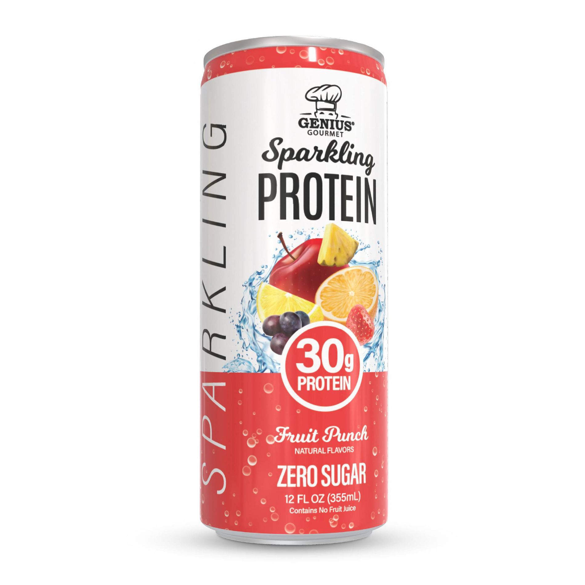 Genius Gourmet Fruit Punch Sparkling Clear 30g Protein Shakes - 12 fl oz