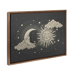 Kate & Laurel All Things Decor 18"x24" Sylvie Celestial Wall Art: Mystic Design, Sun-Moon Tarot, Gold Frame - 1 of 4