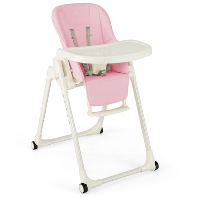 Infans 4-in-1 Foldable Baby High Chair Height Adjustable Feeding Chair w/ Wheels