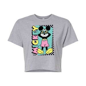 Women's - Disney - Mickey Sunbathe Cropped Graphic T-Shirt - 1 of 4