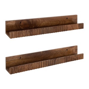 Kate & Laurel All Things Decor Set of 2 Furrow Ledge Shelves Walnut Brown - 1 of 4