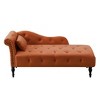 60.6" Velvet Chaise Lounge with Button Tufted Nailhead Trimmed and 1 Pillow - ModernLuxe - 2 of 4