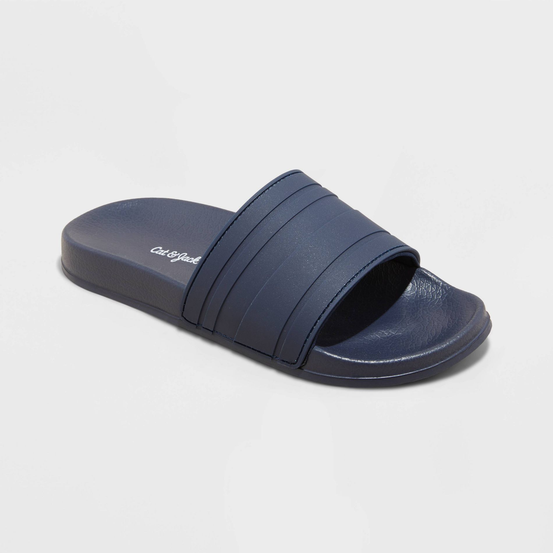 Kids' Nikko Sport Slide Sandals - Cat & Jack™ Navy Blue S: Slip-On, Contoured Footbed, Open Toe, Indoor/Outdoor Use