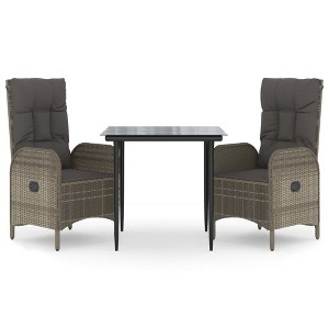 vidaXL Garden Dining Set Black and grey Poly Rattan and Powder-Coated Steel - 1 of 4