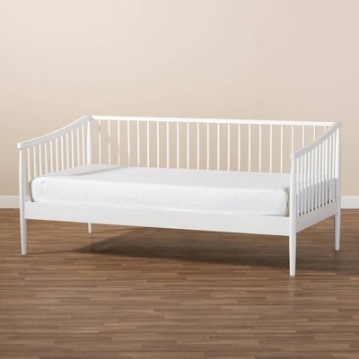 White Twin Wood Spindle Daybed with Upholstered Frame