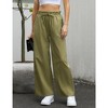Womens Linen Pants High Waisted Wide Leg Drawstring Casual Loose Trousers with Pockets - 3 of 4
