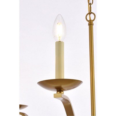 Elegant Brass and Iron 6-Light Adjustable Pendant Chandelier