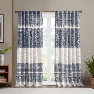 Cotton Printed Curtain Panel with Chenille detail and Lining(Only 1 Pc Panel) - 1 of 4