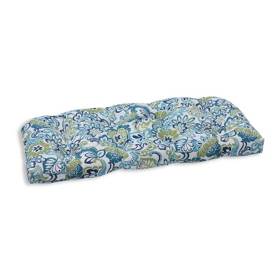 Zoe Mallard Outdoor Wicker Loveseat Cushion Blue - Pillow Perfect : Target