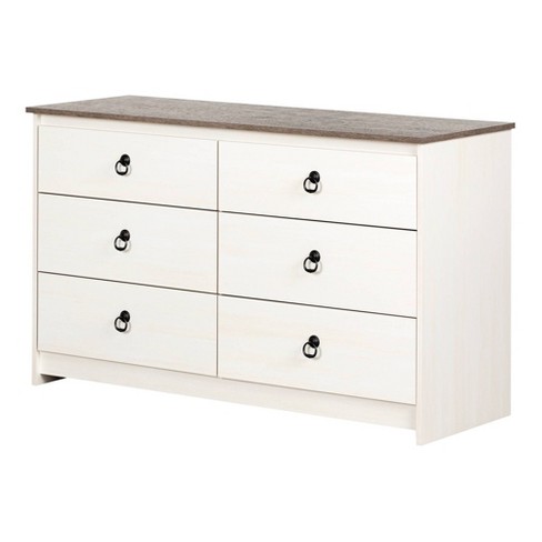 Plenny 6 Drawer Double Dresser White Wash Weathered Oak South
