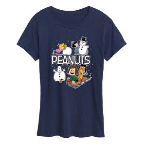 Women's - Peanuts - Winter Stickers Short Sleeve Graphic T-Shirt - 1 of 4